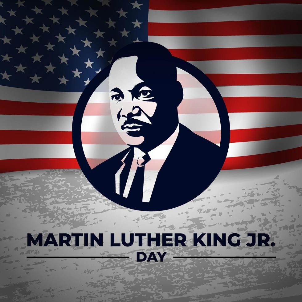martin luther king jr. dag koncept med USA flagga bakgrund affisch vektor