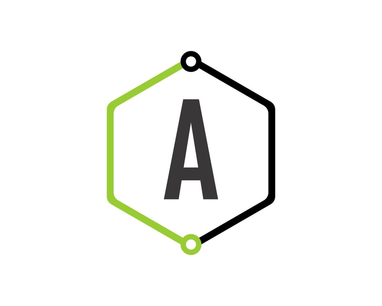 hexagonal formteknik med en bokstavsinitial vektor