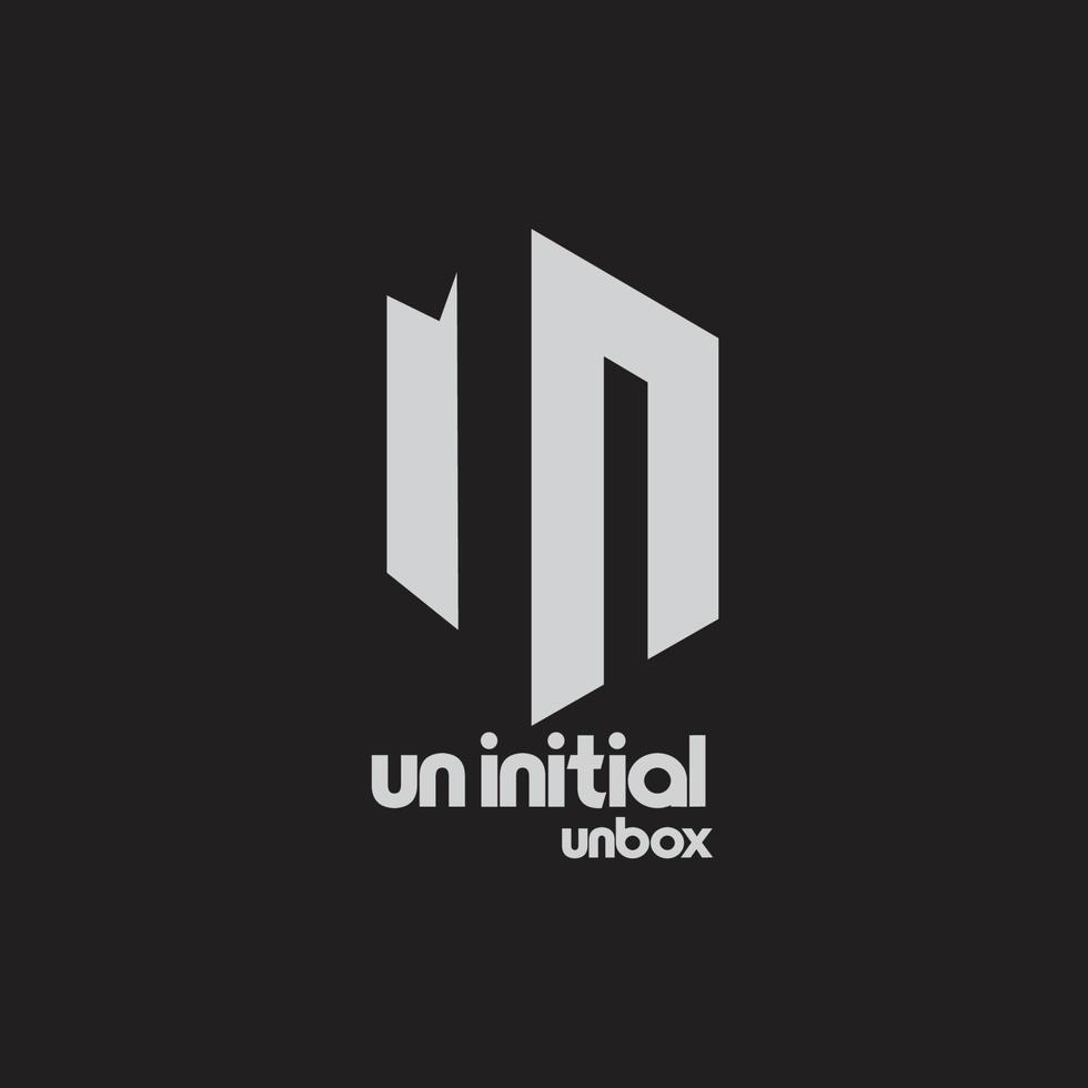 initial un logo box 3d logotyp vektor