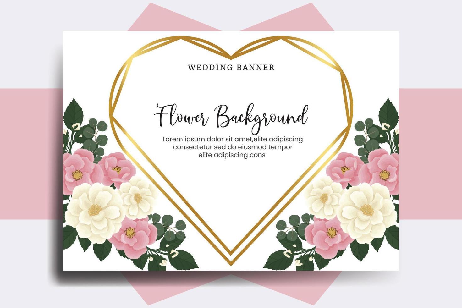 Hochzeitsbanner-Blumenhintergrund, digitale Aquarellhand gezeichnete rosa Minirosenblumen-Designschablone vektor