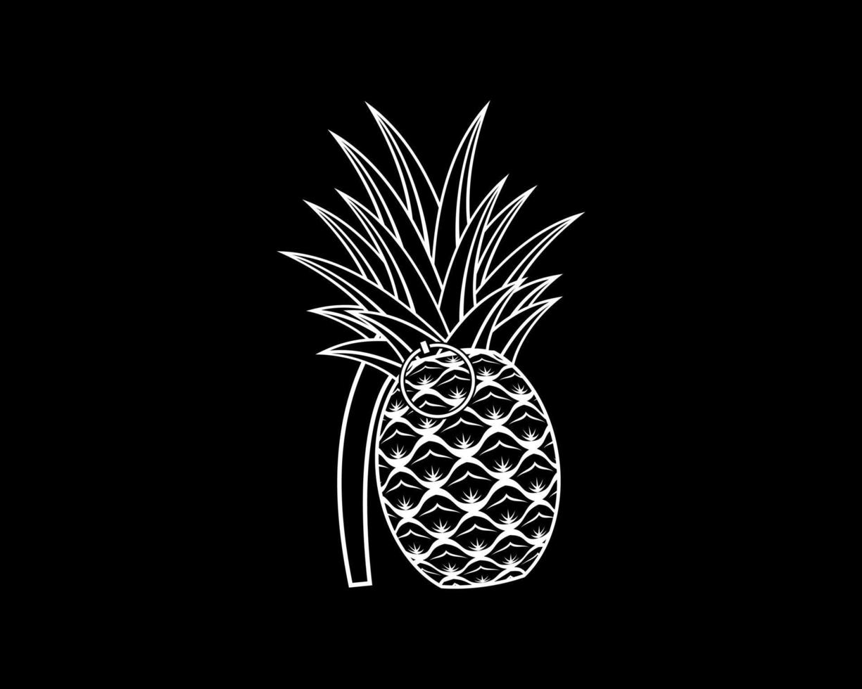 enkel ananasgranat med kontur vektor