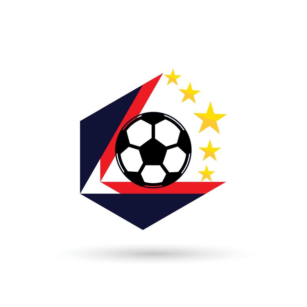 Fußballlogo oder Fußballvereinszeichen. Fußballlogo mit Schildhintergrundvektordesign vektor