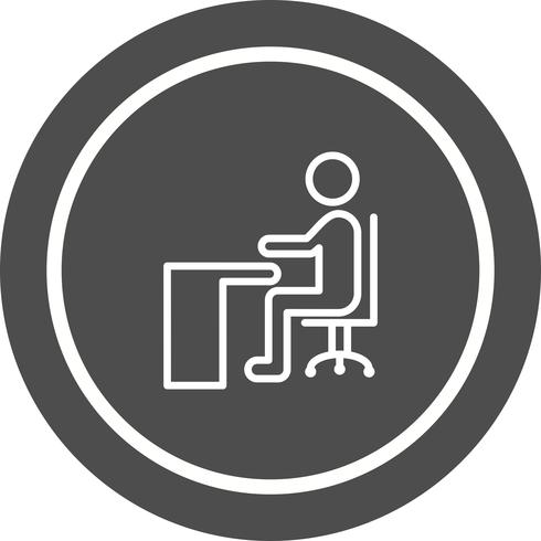 Sitter på Desk Icon Design vektor