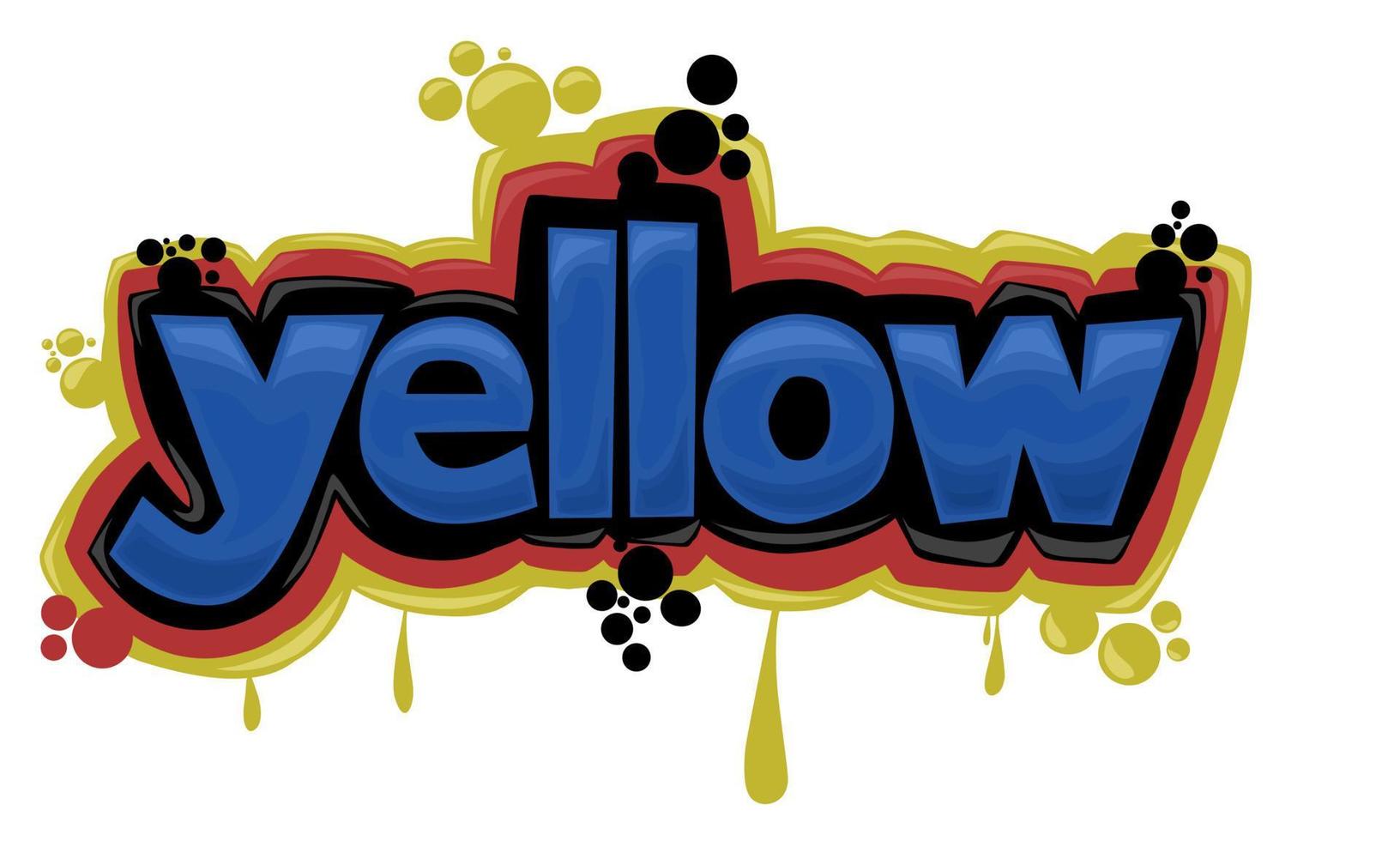 gelbes Schrift-Graffiti-Design auf weißem Hintergrund vektor