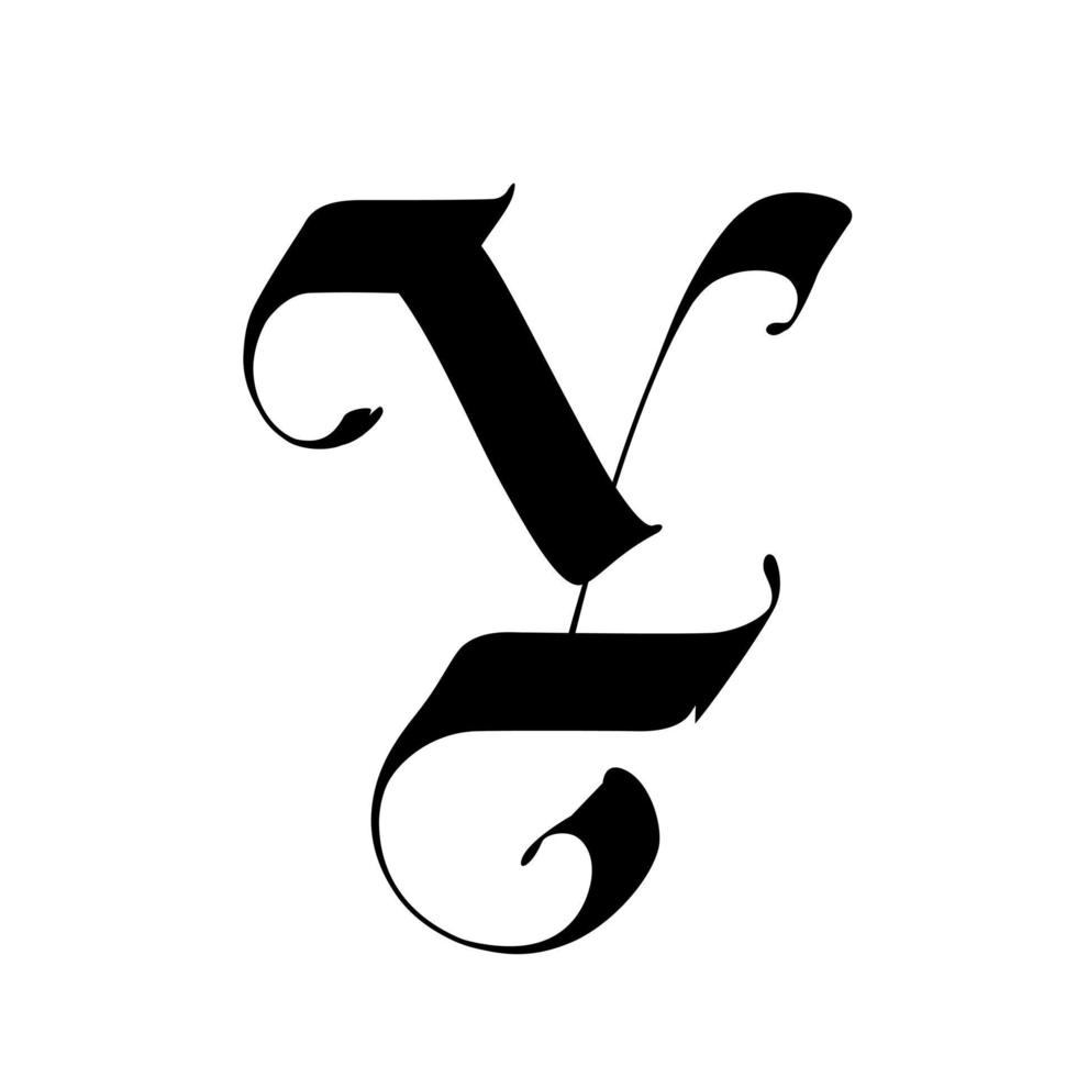 Alphabet. das Symbol ist auf einem weißen Hintergrund isoliert. Kalligraphie und Schrift. mittelalterlicher lateinischer Buchstabe. Logo für das Unternehmen. Monogramm. vektor