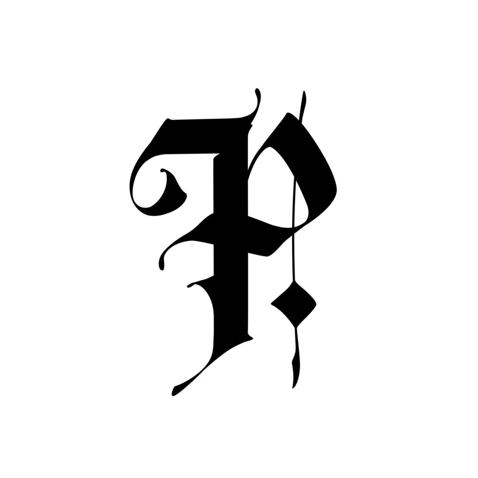 Alphabet. das Symbol ist auf einem weißen Hintergrund isoliert. Kalligraphie und Schrift. mittelalterlicher lateinischer Buchstabe. Logo für das Unternehmen. Monogramm. vektor