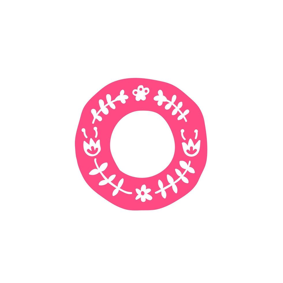 rosa bokstav med prydnad. applikation för kläder. logotyp för företaget. vektor
