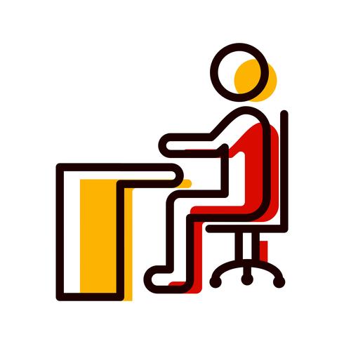 Sitter på Desk Icon Design vektor