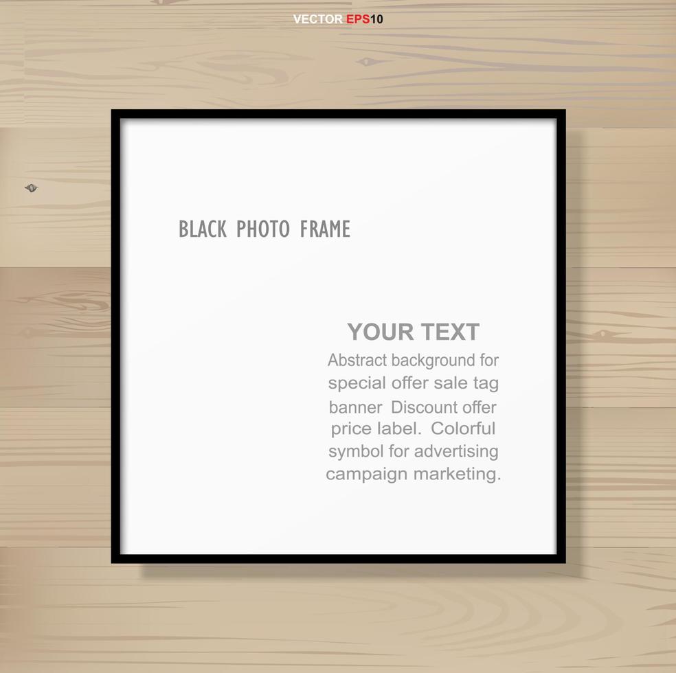 Bilderrahmen oder Bilderrahmen auf Holzuntergrund. Vektor. vektor