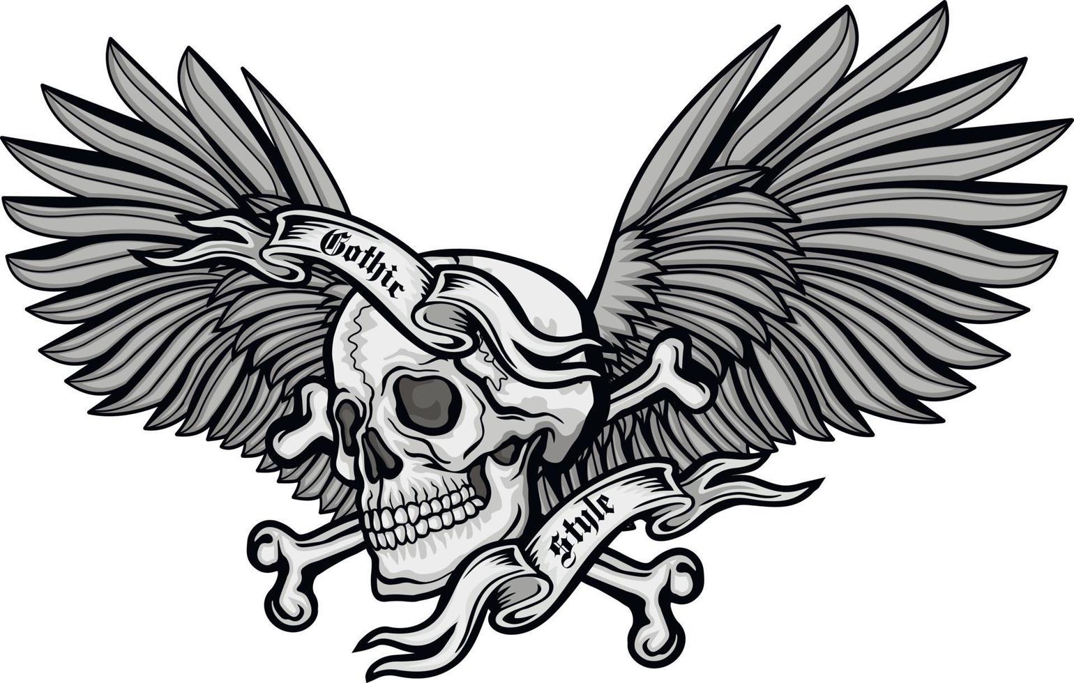 gotisches Zeichen mit Schädel, Grunge Vintage Design T-Shirts vektor