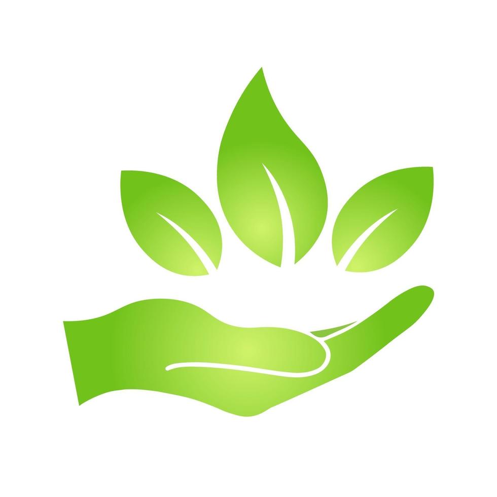 Hand mit Öko-grünes Blatt-Symbol vektor