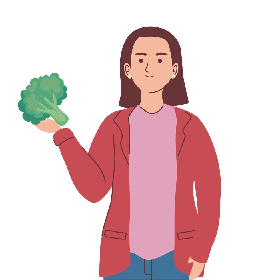 kvinna med broccoli avatar vektor