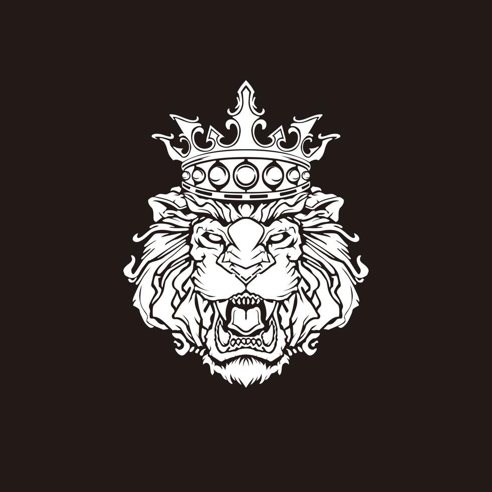 Löwenkopf mit Krone Illustration Logo-Design vektor