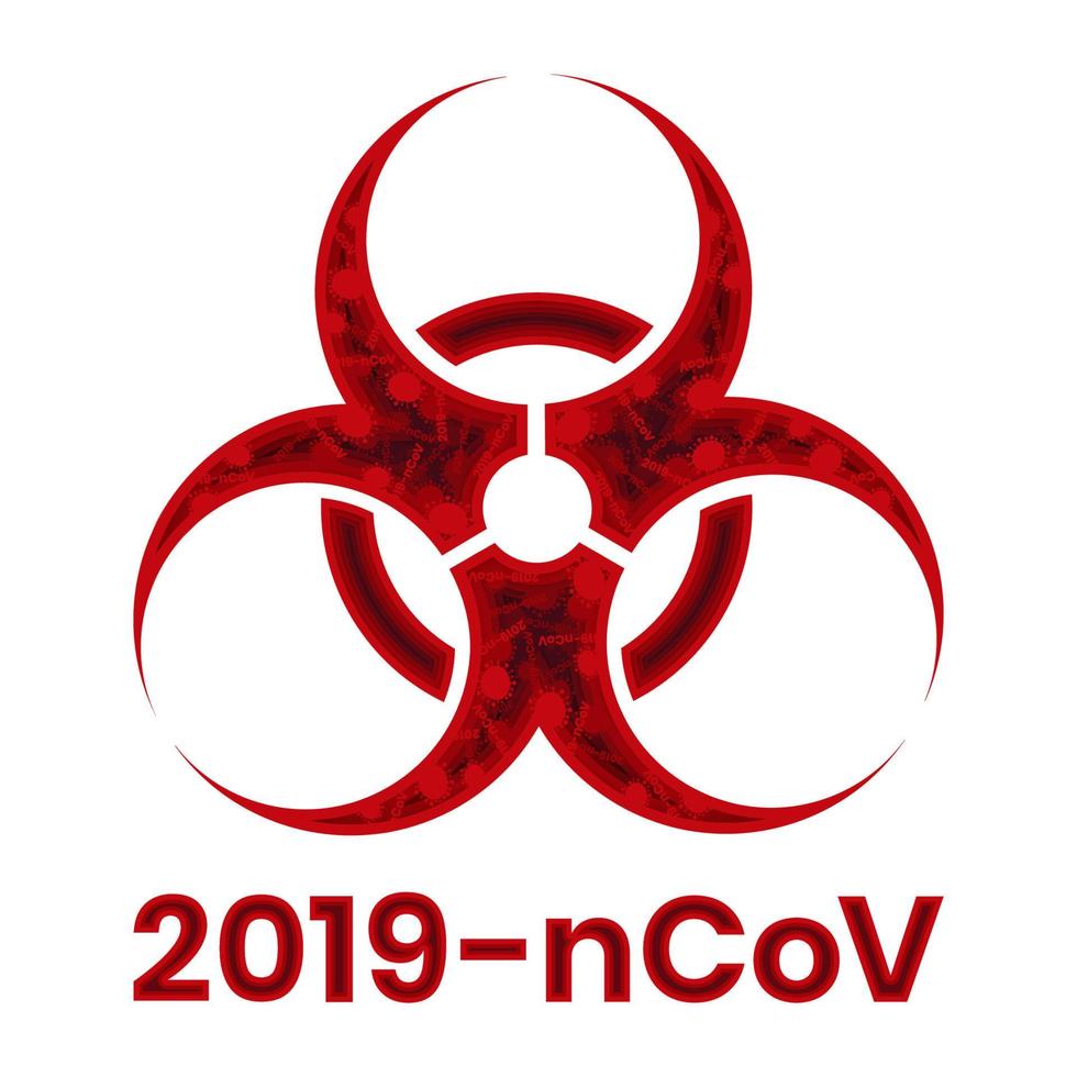 Coronavirus, 2019-Nov. rotes Biohazard-Symbol. Abbildung im Papierstil. Aktienvektorillustration auf einem weißen Hintergrund. vektor