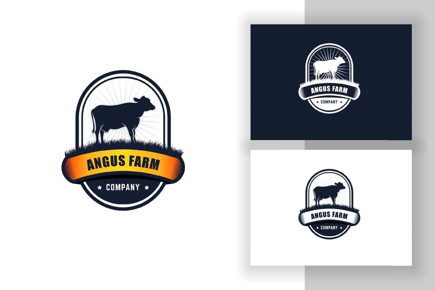 Designvorlage für das schwarze Angus-Logo. Kuhfarm-Vektor-Illustration. vektor