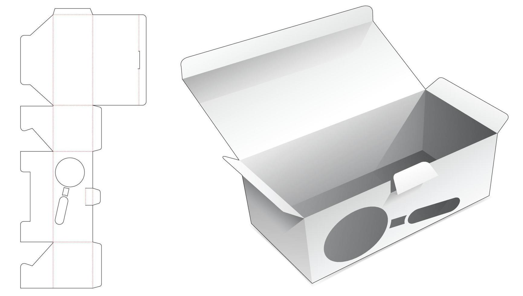 Flip-and-Locked-Point-Verpackung mit Lupenfenster-Stanzschablone vektor