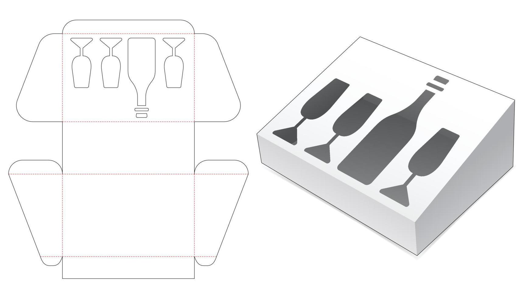 schräger Karton mit Champagnerfenster-Stanzschablone vektor