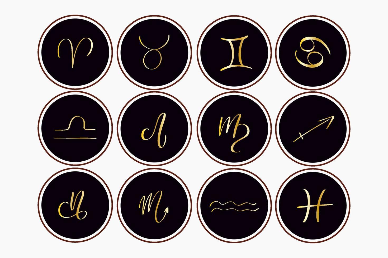 Astrologische Symbole der Tierkreiszeichen. Astrologie, Geburtshoroskope, Horoskope vektor