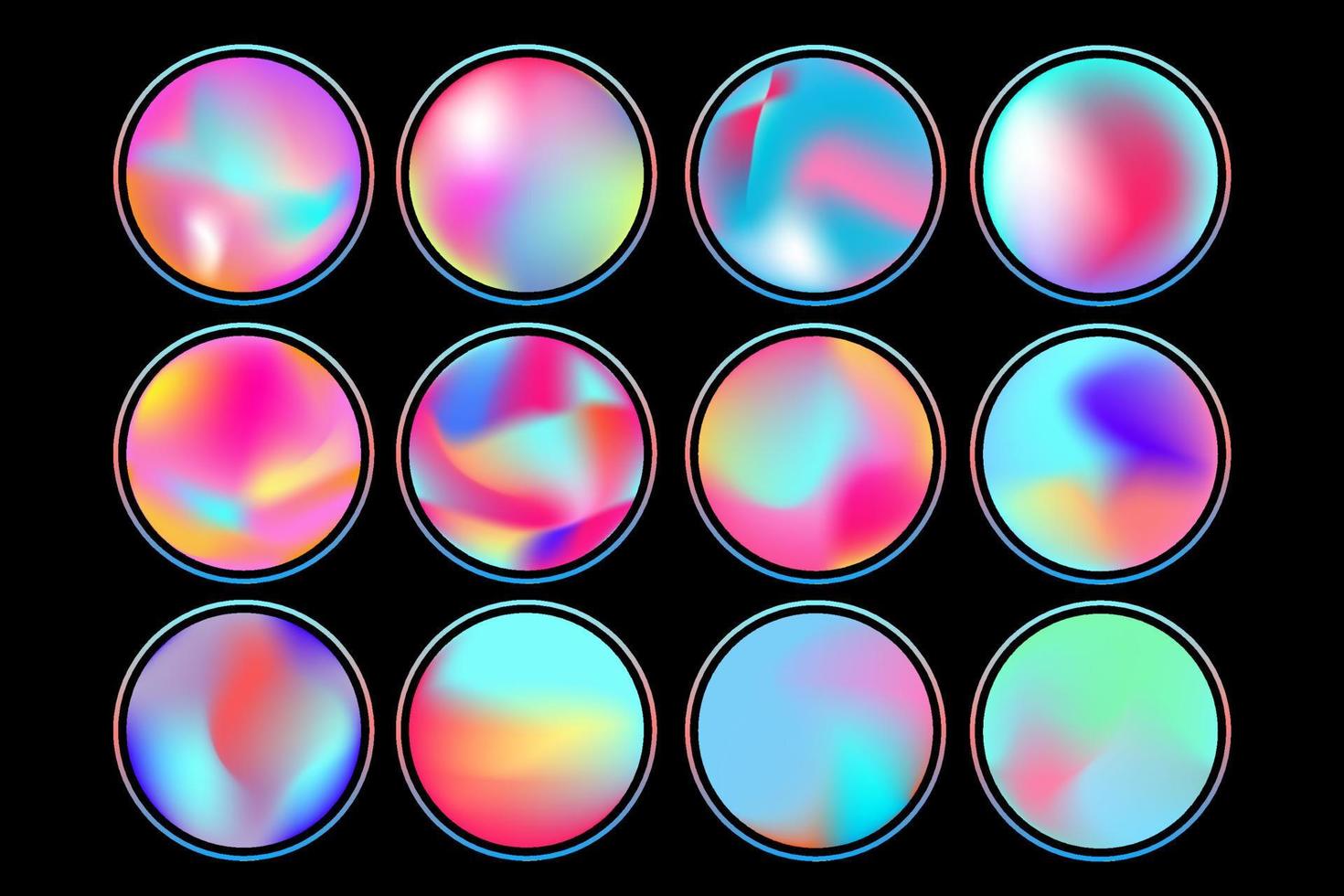 cirkel färgglada gradient vektor ikoner. abstrakt minimal rund ljus bakgrund