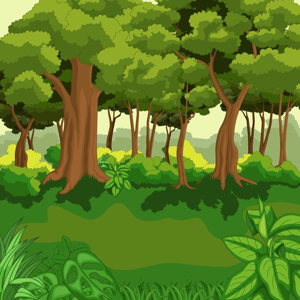 schöner grüner Dschungel mit Pflanzen vektor