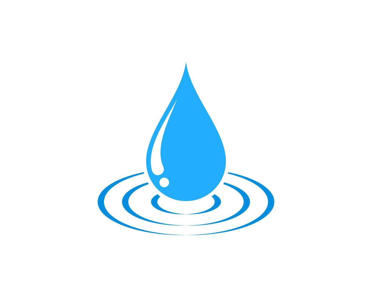 blauer Wassertropfen mit kleiner Wasserwelle vektor