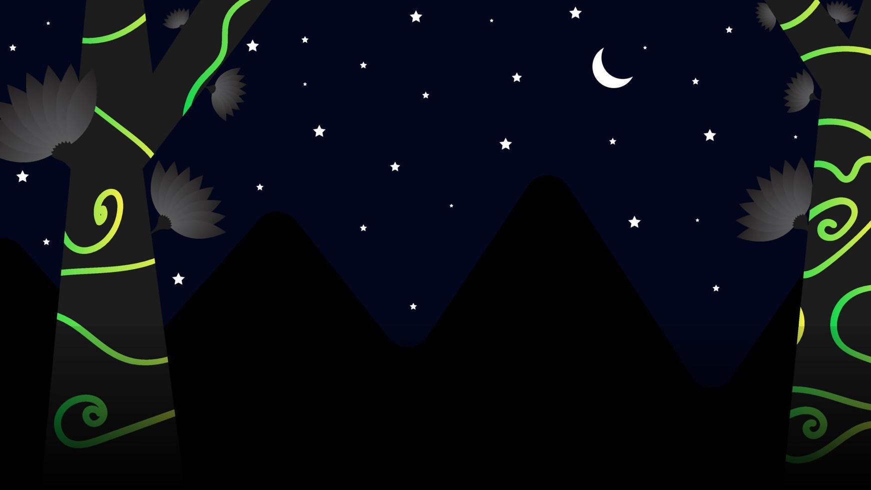 natt kulle och månen abstrakt bakgrund vektor