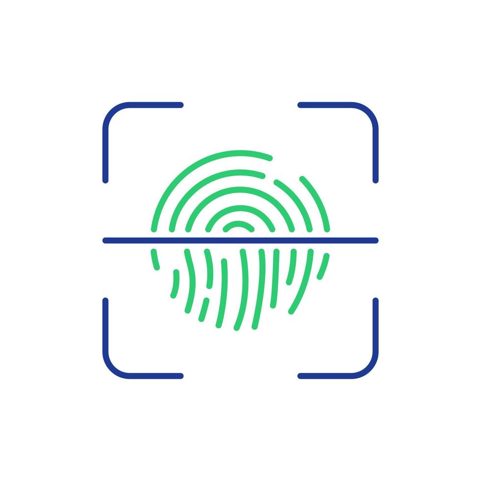 Symbol für die Leitung des Fingerabdruckscanners. digitale Sicherheit, Identifikationssystem. biometrische Sicherheitstechnologie. Überprüfung des Fingerabdrucks. Schutz personenbezogener Daten und Informationen. Vektor-Illustration vektor