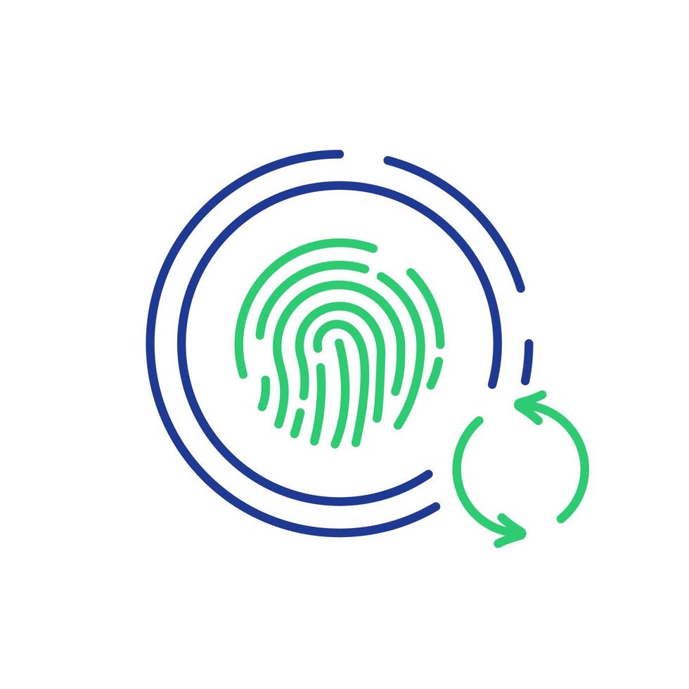 Systemsicherheits-Update und -Upgrade-Konzept. Fingerabdruckerkennung, biometrisches Identifikationssymbol. Update-Prozess des Sicherheitssystems. neues Passwort installieren. Zugriffsschutz. Vektor-Illustration vektor