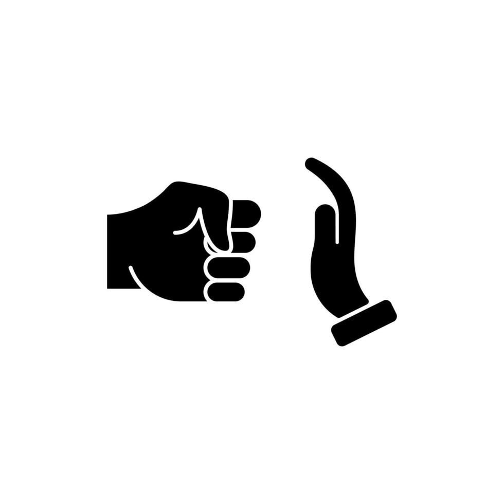 ikon för våld i hemmet. stoppa våldet. våld i hemmet. knytnäve som symbol för våld. ikon näve och stopp hand gest. vektor illustration