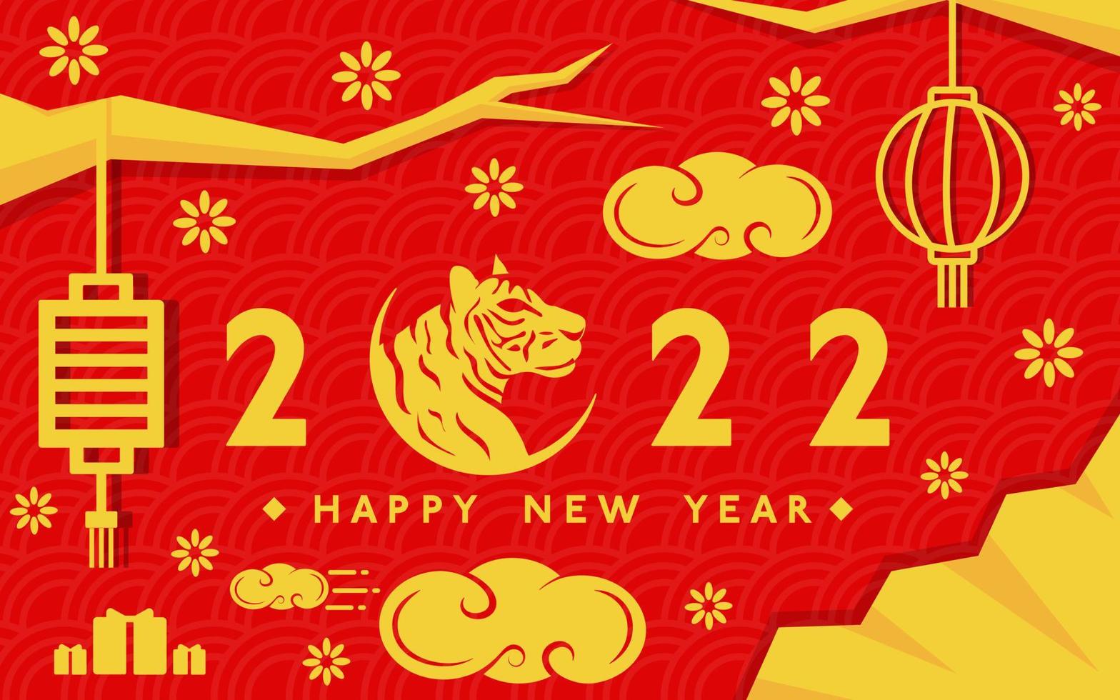 gott kinesiskt nytt år 2022 design för tigerns år. vektor