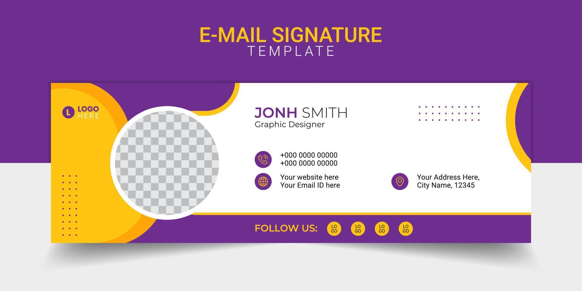 E-Mail-Signatur modernes kreatives Business-Fußzeilen-Design. vektor