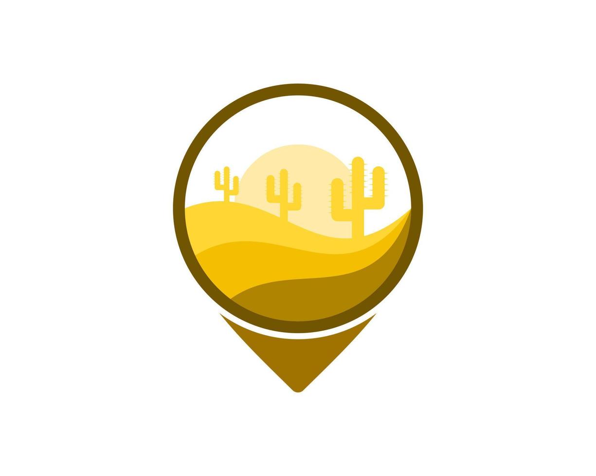 einfache Pin-Location mit Kaktusbaum in der Wüste drinnen vektor