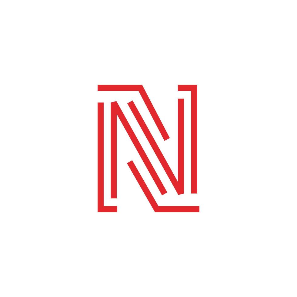initial n bokstav logotyp ikon med rutnät linje logotyp ikon vektor design illustration