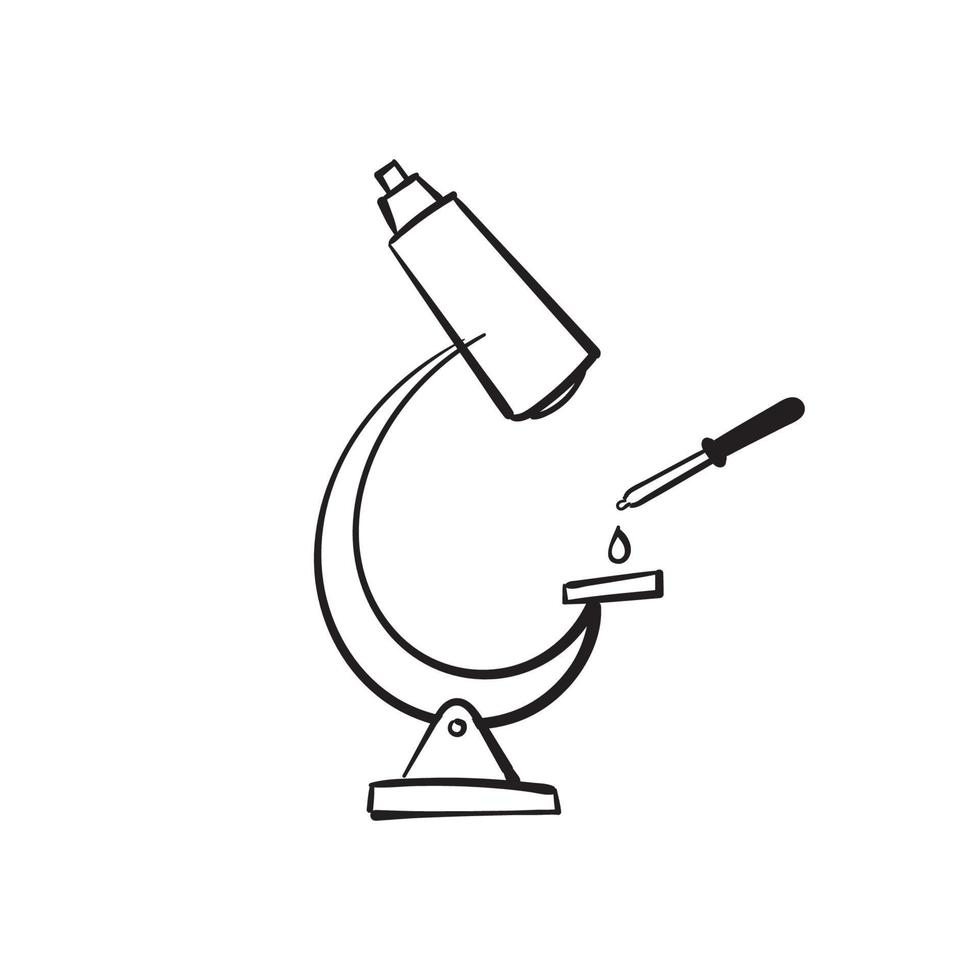 handritad doodle mikroskop provrör illustration ikon isolerade vektor