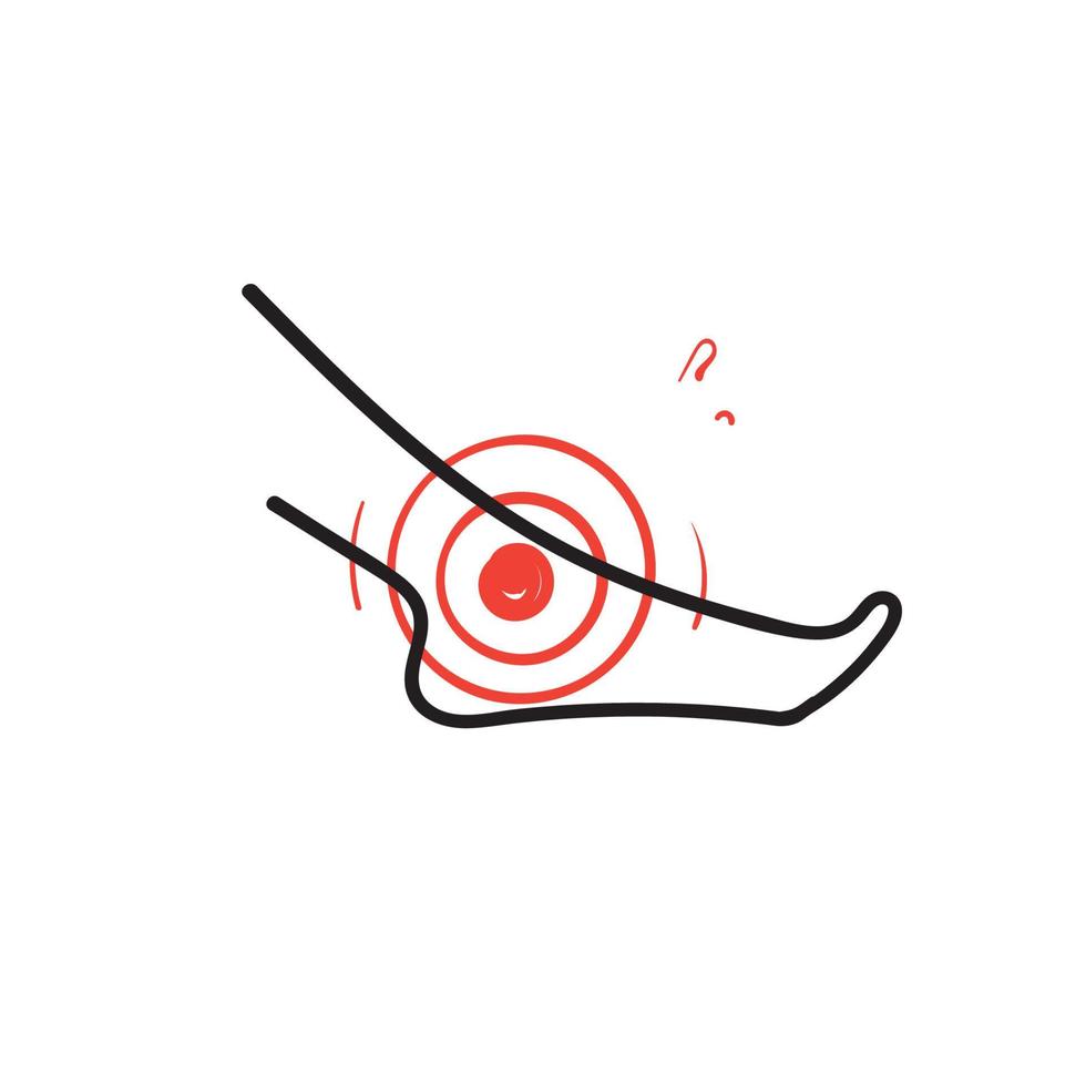 Hand gezeichneter Gekritzelschmerz im Beinikonenillustrationssymbol lokalisiert vektor