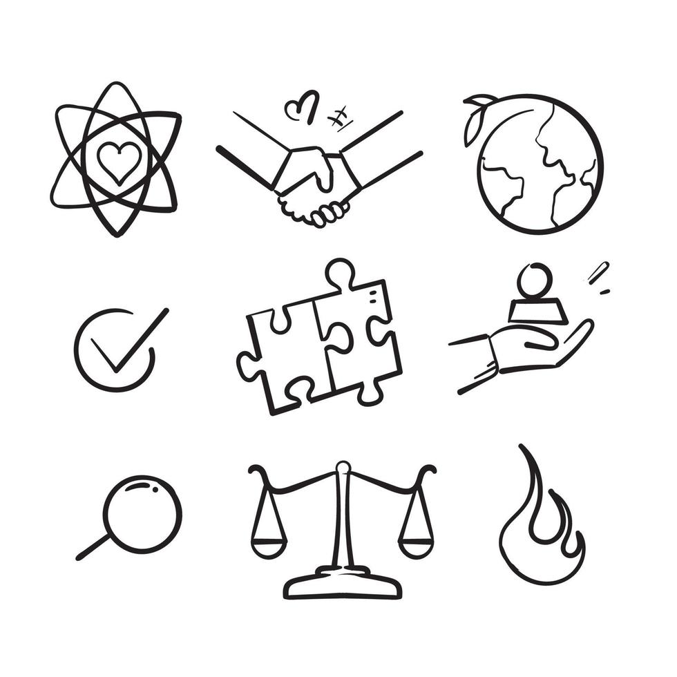 handritad doodle industri ikon illustration symbol samling isolerade vektor