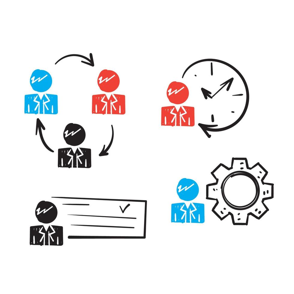 handgezeichnete Doodle Human Resources im Zusammenhang mit Linie Icon Set Illustration vektor