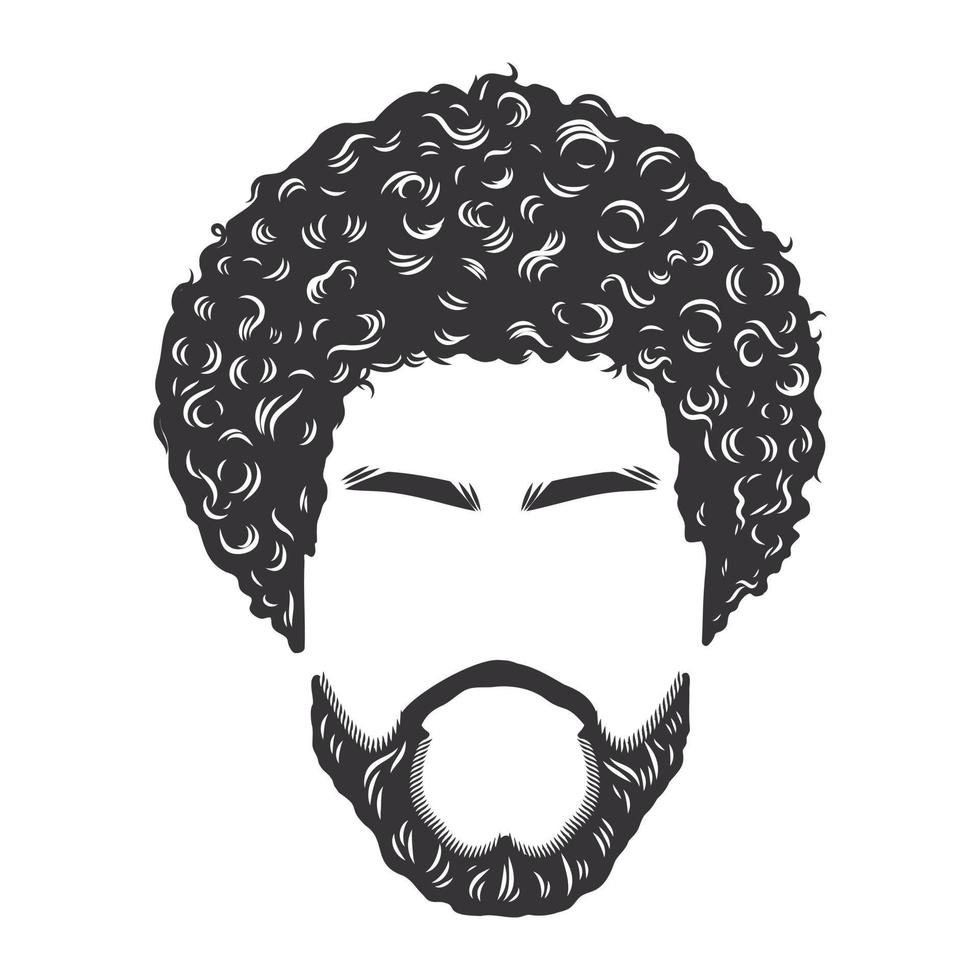 Gesicht mit Afro-Männern Vintage-Frisuren Vektorlinie Kunstillustration. vektor