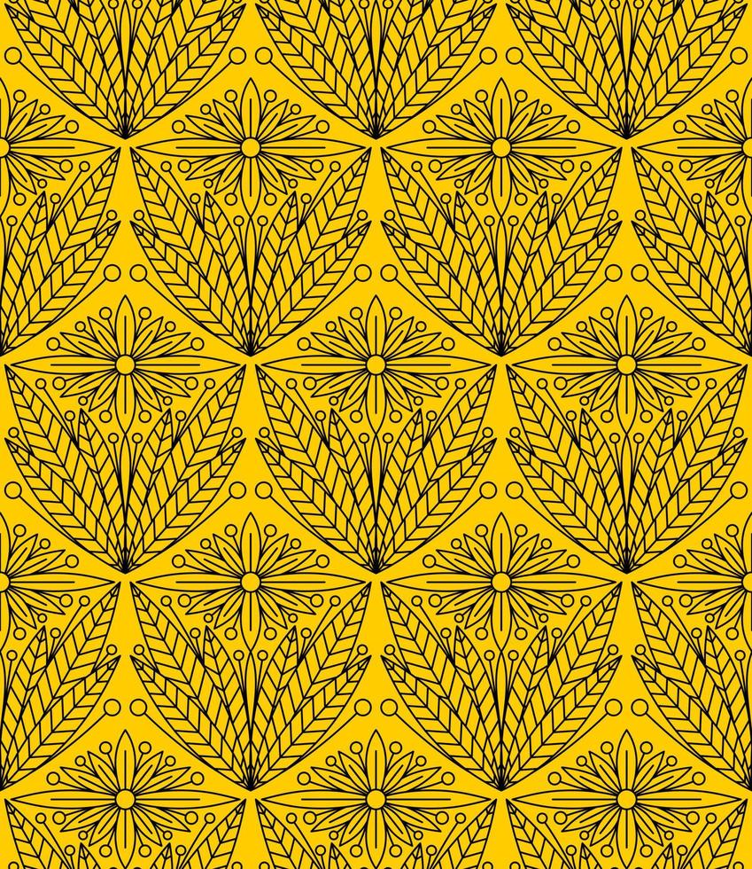 gelber Hintergrund mit Vektor-Vintage-Blumenmuster vektor