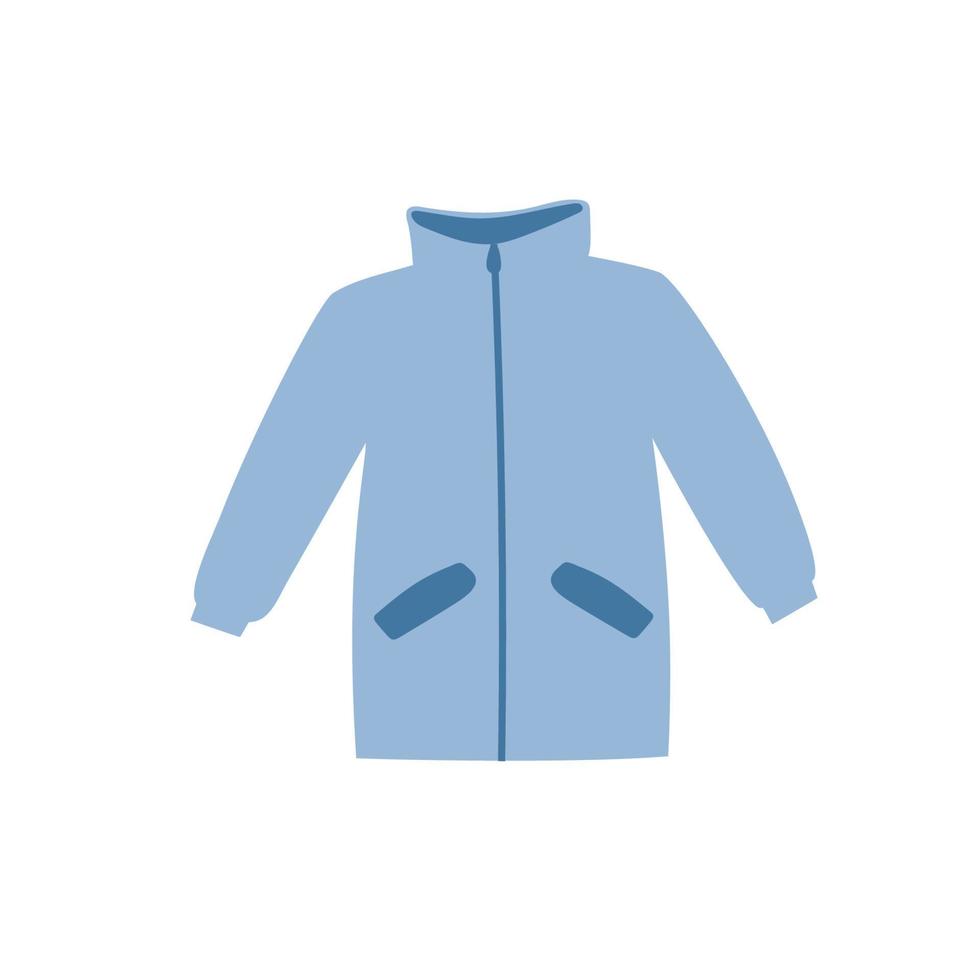 blauer Wintermantel. warme kleidung element. Doodle-Stil. vektor