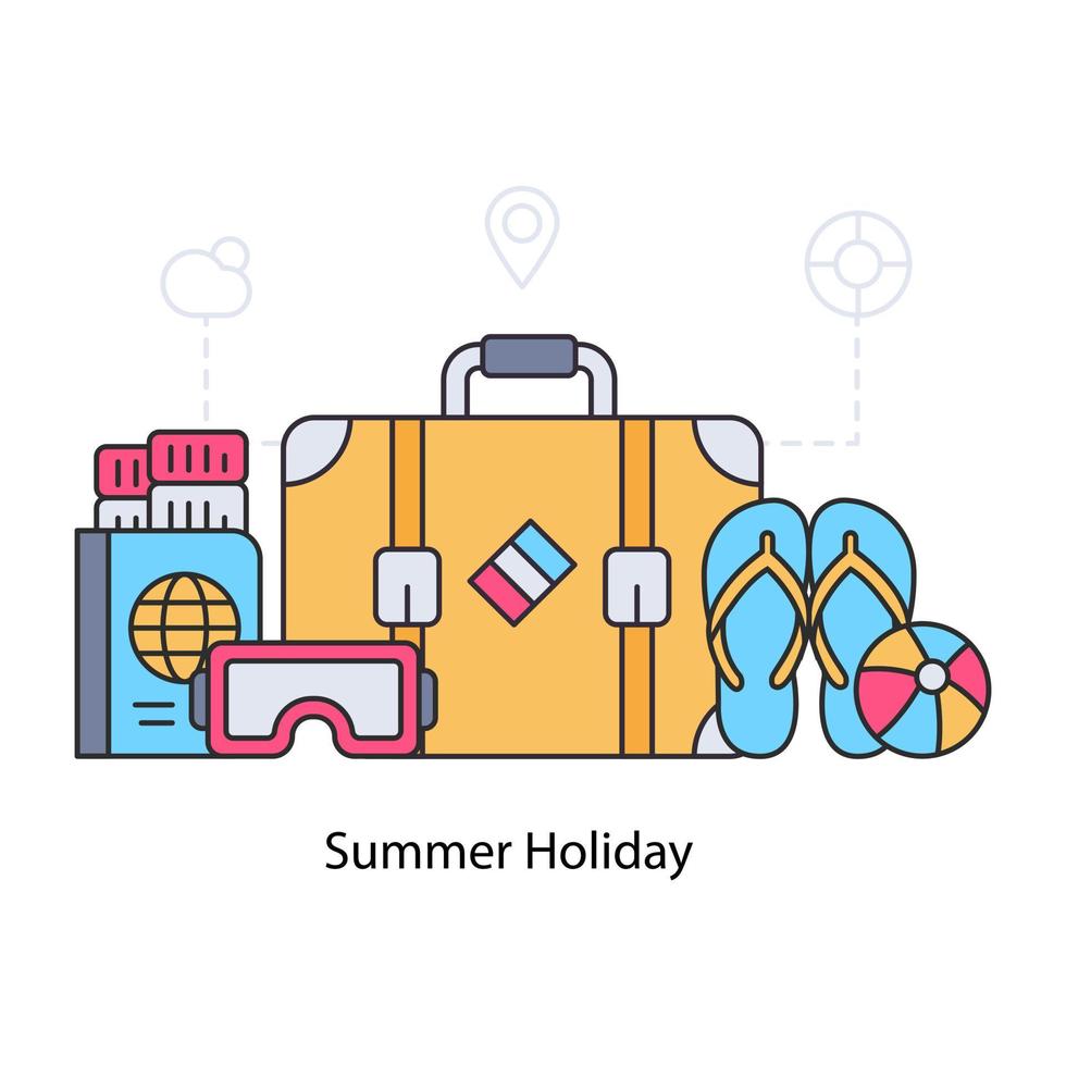 eine flache Designillustration des Sommerurlaubs vektor