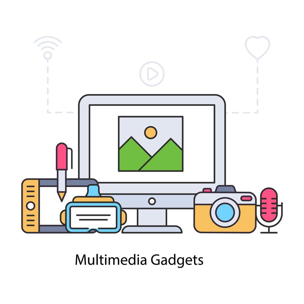 en illustrationsdesign av multimediaprylar vektor