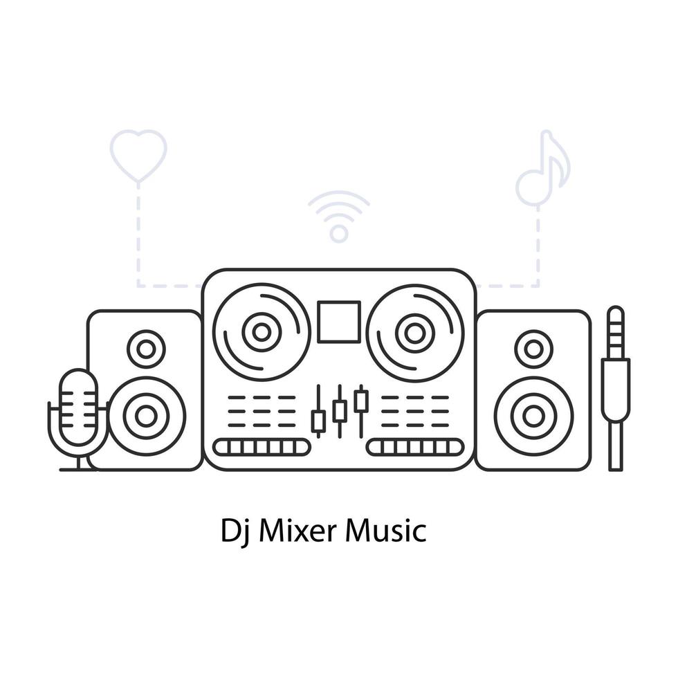 en redigerbar designillustration av dj mixermusik vektor