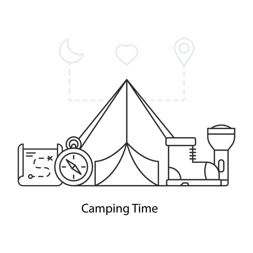 camping tid illustration, redigerbar vektor