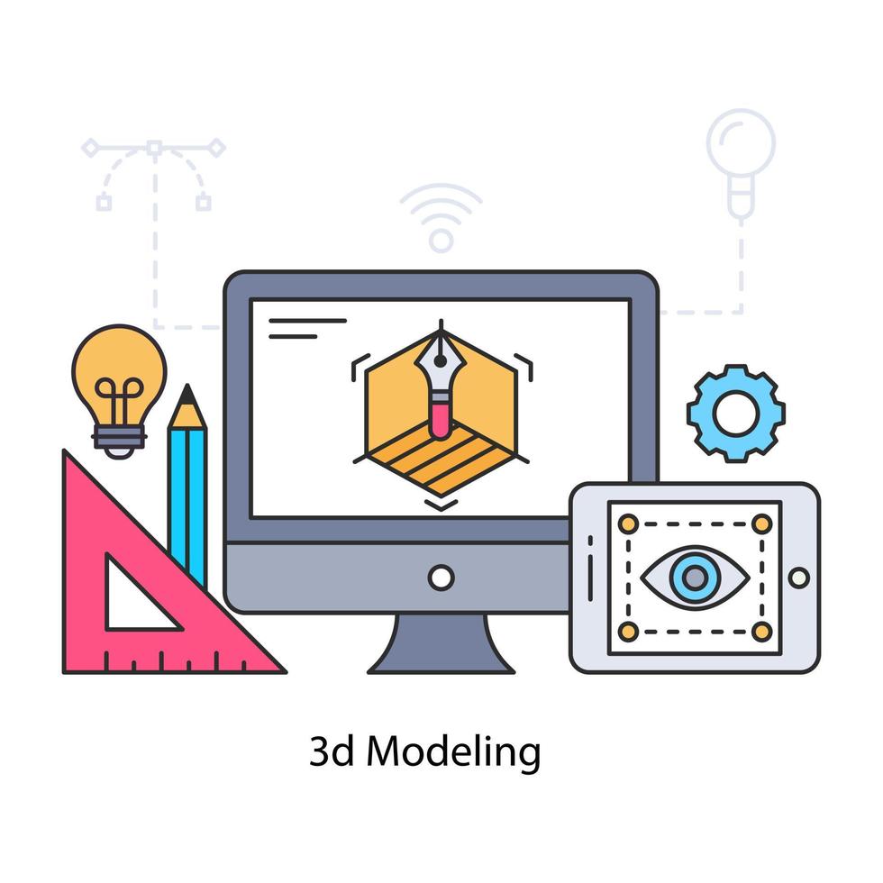 eine bearbeitbare Designillustration der 3D-Modellierung vektor