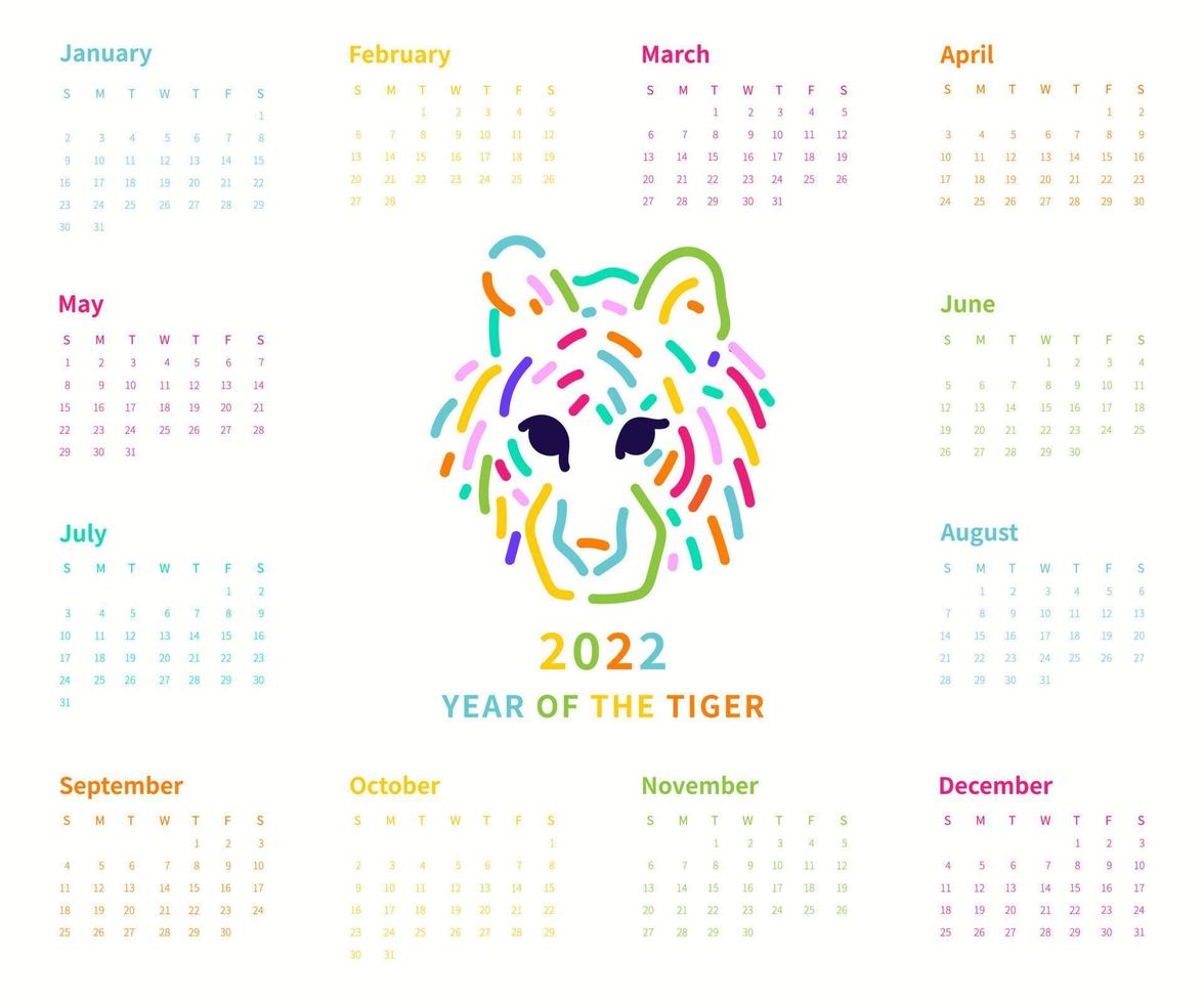 Kalender 2022 Vorlage. Kalendervorlage 2022. Woche beginnt am Sonntag. Vektor-Illustration. vektor
