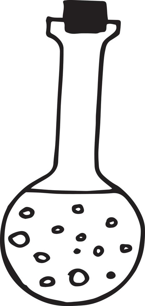 Symbol für chemische Flasche. handgezeichneter Doodle-Stil. , Minimalismus, monochromes Laborglas vektor