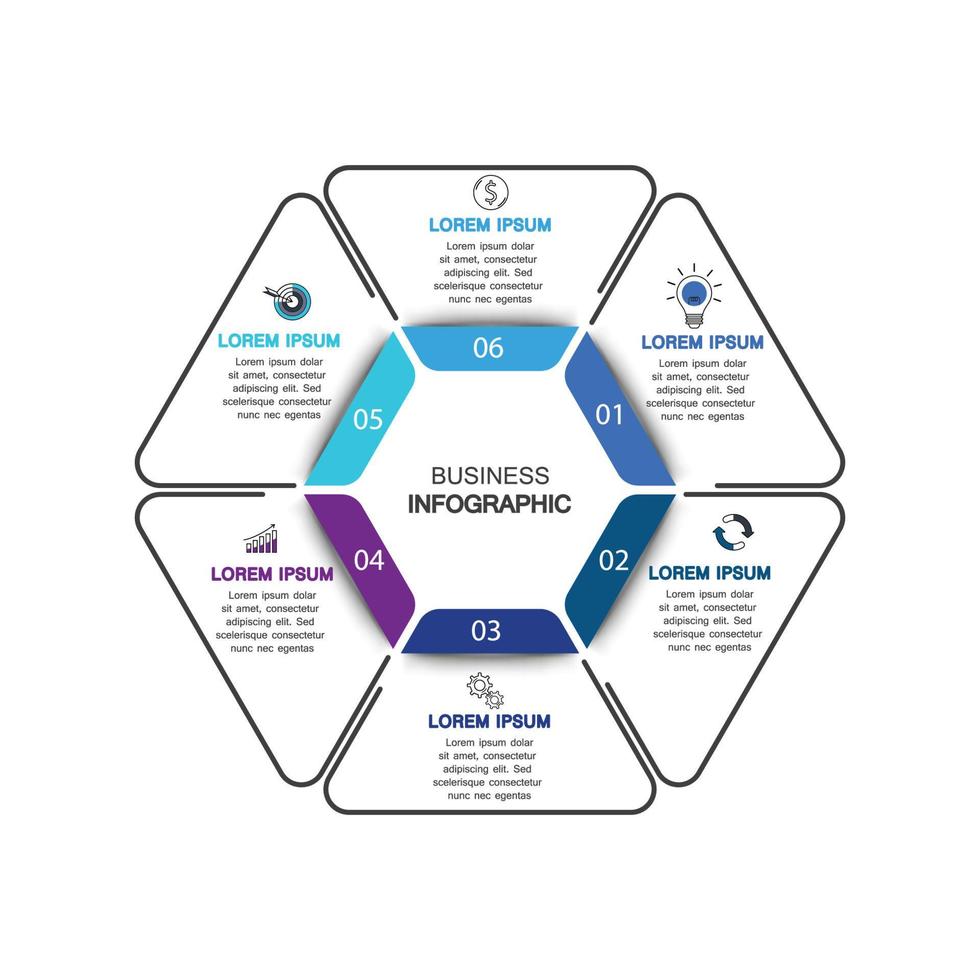 hexagonelement med pappersikon och texthållare för att ringa in vitt papper. funktioner för affärsutveckling. infografiska designmallar. vektor illustration.