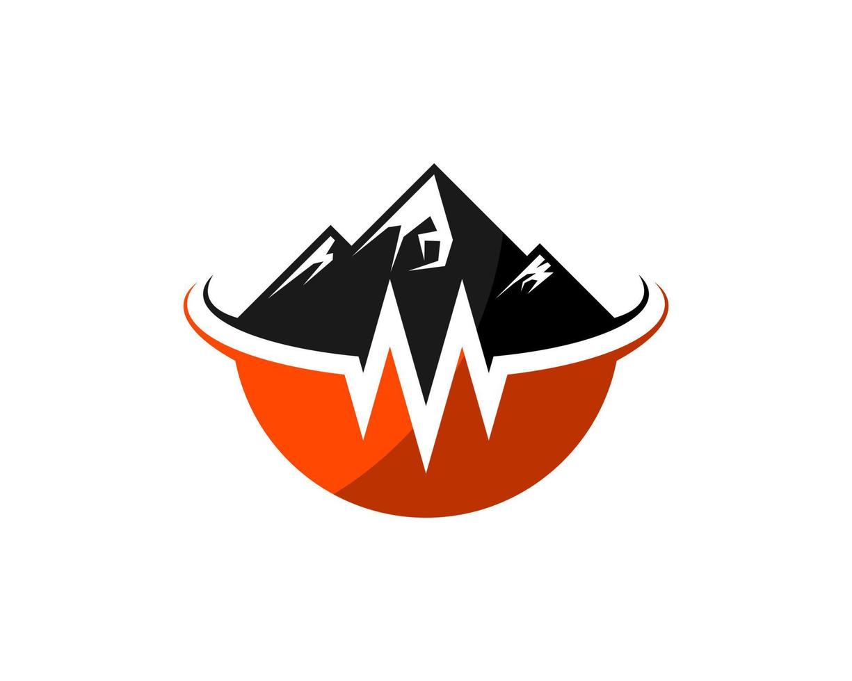 schwarzer Berg mit M-Buchstaben-Initiale und Swoosh innen vektor