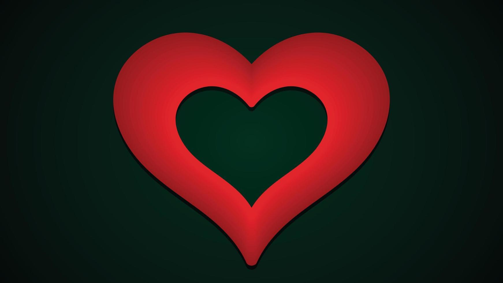 mörkgrön bakgrund med kärlekssymbol unik hjärtform vektor